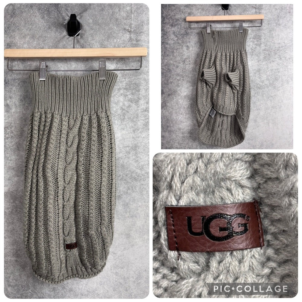 UGG Classic‎ Cable Knit Grey Dog Pet Sweater Size Large NWOT